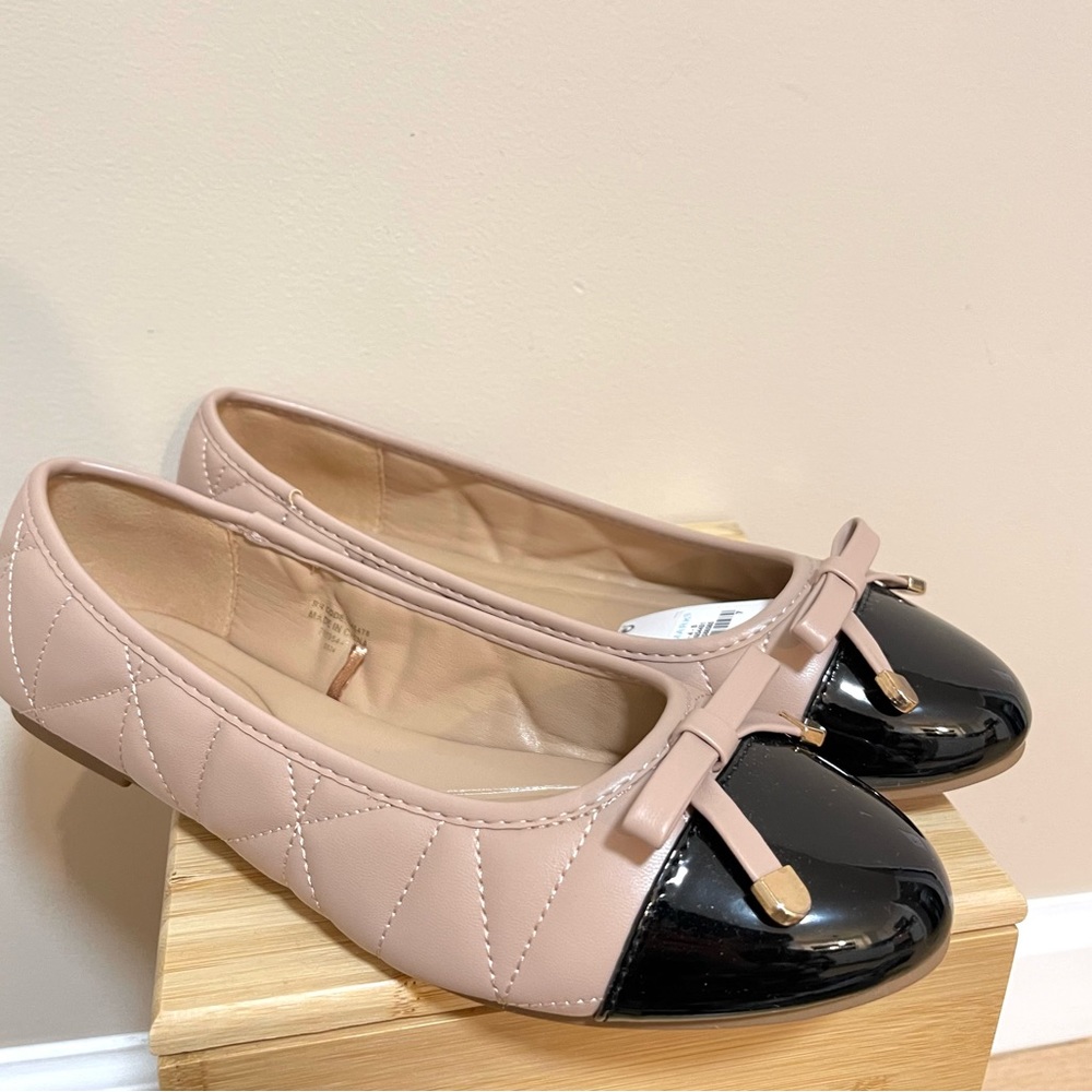 Biege and Black Quilted Flats | Size 7 | NWT